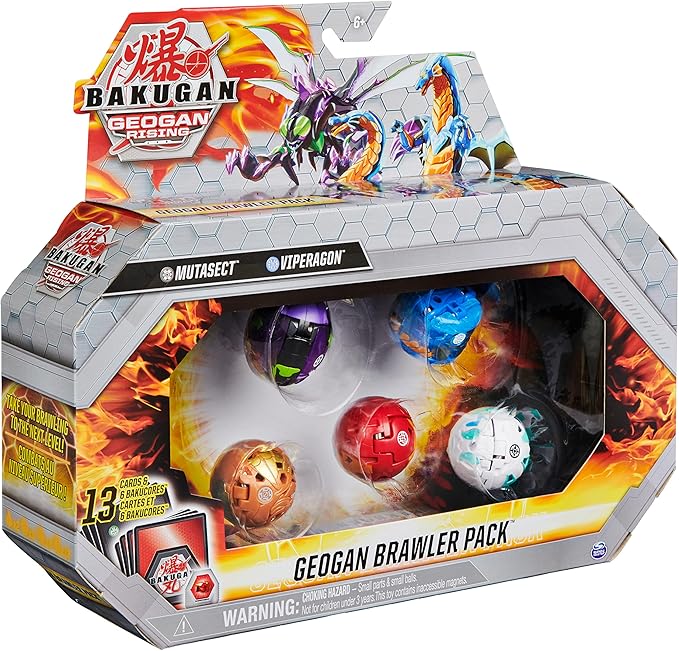Bakugan Geogan Brawler 5-Pack, Exclusive Mutasect and Viperagon Geogan and 3 Collectible Action Figures, Kids Toys for Boys