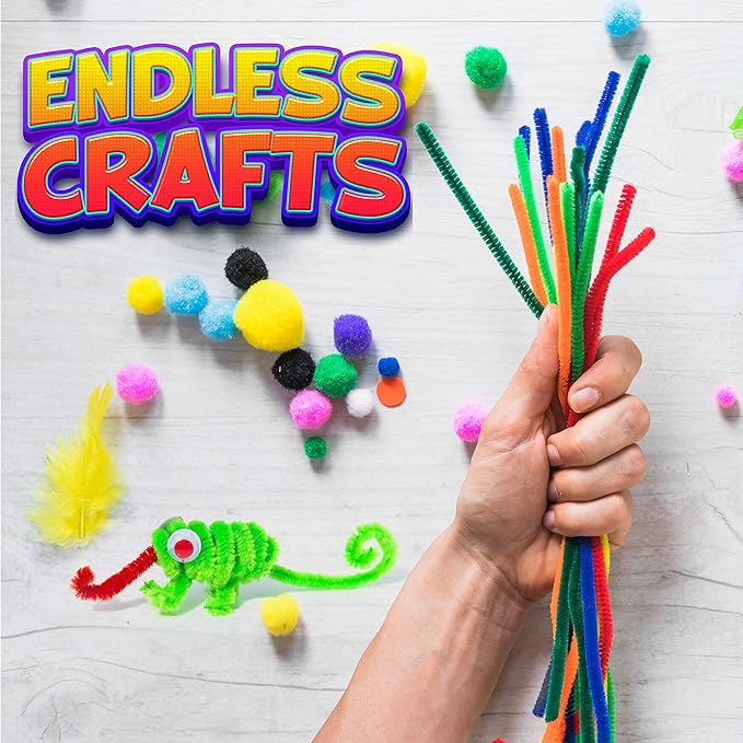 Blue Squid Pipe Cleaners Craft Chenille Stems - Chenille Cleaners, Pipe Cleaners, DIY Art & Craft Projects, Kids Fuzzy Sticks Crafts, Extra Long Pieces, Sparkle Crafting Colors