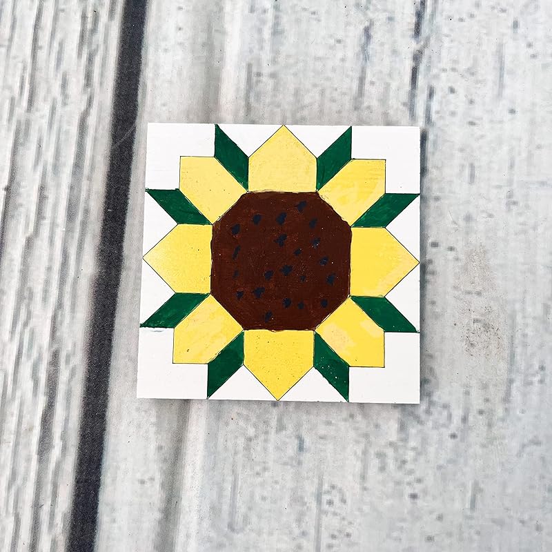 Unfinished Barn Quilt Square Wooden Sign, Country Decor Canvas Quilts Blocks (15 inches, Sunflower)