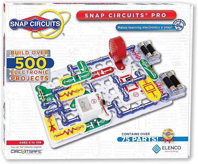 Snap Circuits Pro SC-500 Electronics Exploration Kit | Over 500 Projects Full Color Project Manual 73 + Parts STEM Educational Toy for Kids 8
