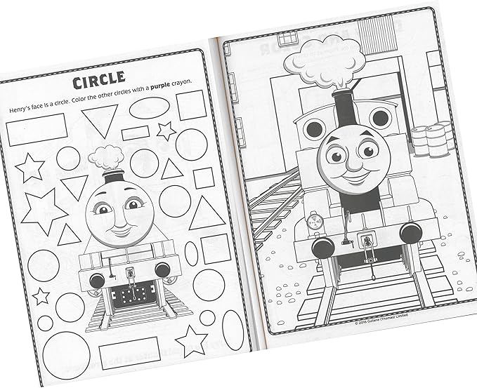 Thomas The Train Coloring Book with Thomas and Friends Stickers Bundle with Thomas The Train Stickers and 2-Sided Door Hanger