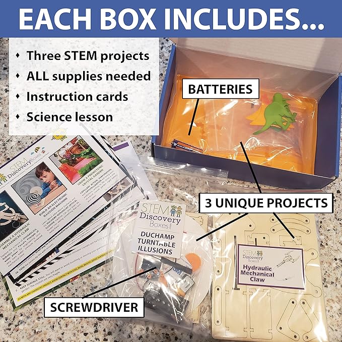 STEM Discovery Box 12 Month Subscription with 36 Total STEM Projects - Educational Science Technology Engineering Learning Lab - Kids Experiment Activity Build Sets - Girls & Boys Children Ages 7-Teen