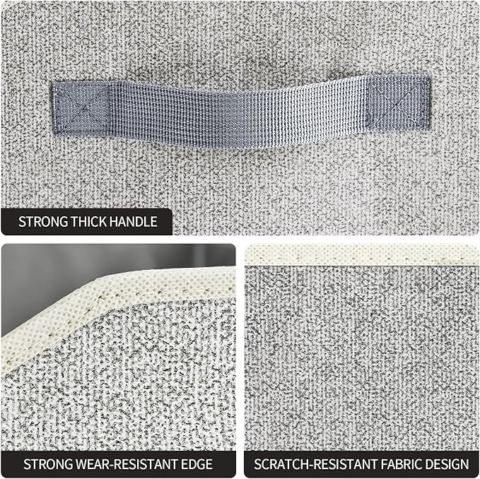 Homsorout Trapezoid Closet Shelf Organizer - Large Baskets for Organizing, Fabric Storage Box for Shelves, Cube Storage Bins for Clothes, Books, Blankets, 3 Pack, Light Gray