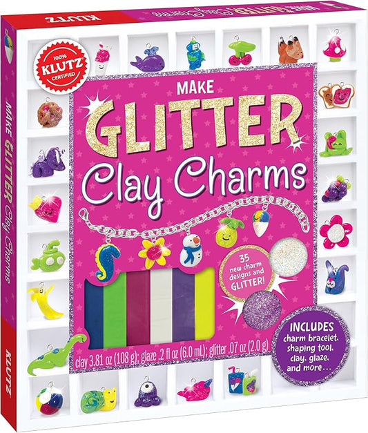Klutz Make Glitter Clay Charms Craft Kit, 8" Length x 1.25" Width x 9" Height