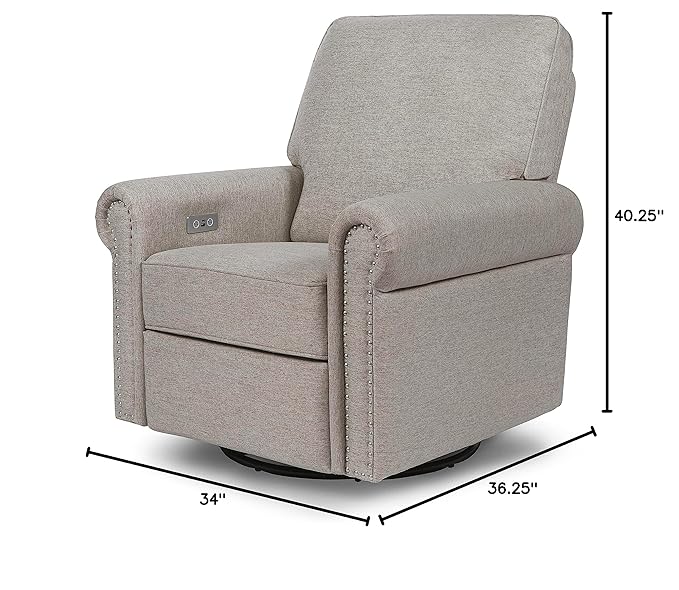 Namesake Linden Electronic Recliner and Swivel Glider with USB Port in Performace Grey Eco-Weave, Water Repellent & Stain Resistant, Greenguard Gold & CertiPUR-US Certified