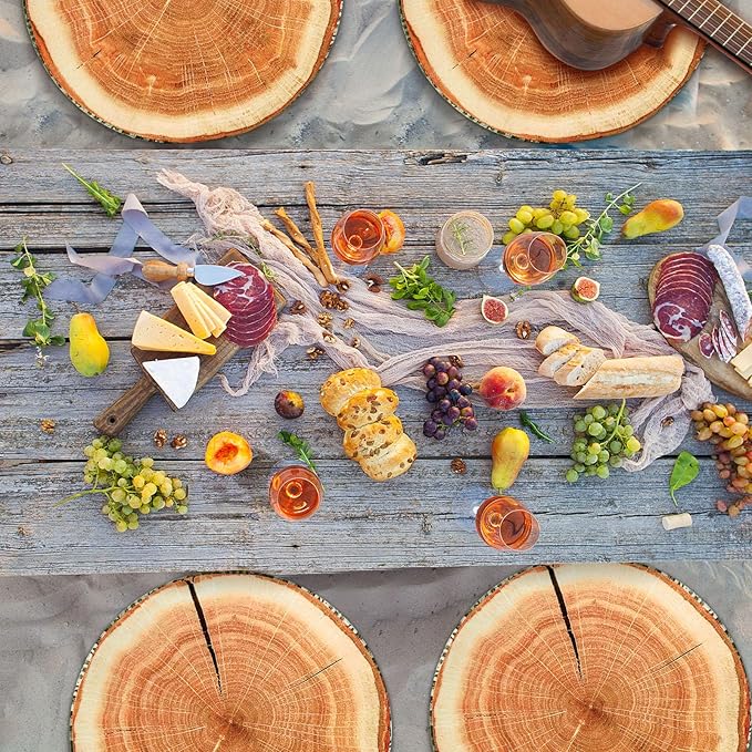 Coume 3 Pcs Wood Slice Pillow Round Floor Cushion 3D Digital Throw Pillow Decorative Tree Ring Soft Circle Seating for Kids Chair Home Couch Sofa Bedroom Decor(Emulation)