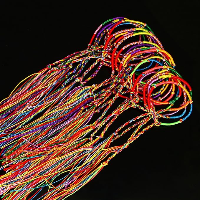 Resinta 40 Pieces Handmade Braided Bracelets Assorted Colors Friendship Cords Thread Bracelets Party Supply Favors for Wrist Anklet