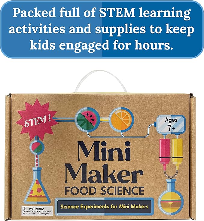 Carson Dellosa Grades 2-5 Mini Maker Science Kits: Food Science, Journal, Activity Book, Experiment Cards, Stickers, Goggles, Name Tag for STEM Activities, Classroom or Homeschool Curriculum (31 pc)