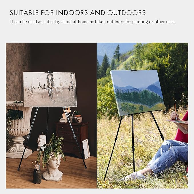 Artify 73 Inches Double Tier Easel Stand, Adjustable Height from 22-73”, 3 in 1, for Painting and Display with a Carrying Bag, 1PACK