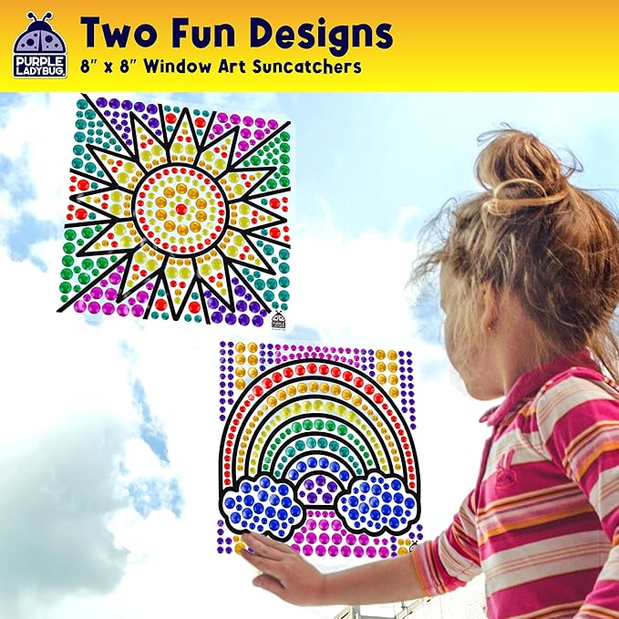 SUNGEMMERS Window Diamond Art Suncatcher Kits - Girls Easter Basket Stuffers for Kids, 7 6 Year Old Girl Gifts Idea, Birthday Gifts for 4 5 6 7 8 9 10 Year Old Girls Boys Crafts for Kids Ages 6-8 8-12