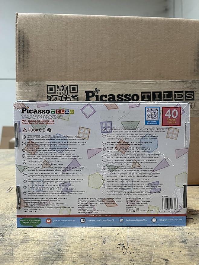 PicassoTiles Magnetic Tiles Building Blocks Mini Size Diamond Series Magnet Toys Travel Size On-The-Go Magnets Construction Sensory Toys Gifts Educational Set STEM Learning Kit Playset PTM40