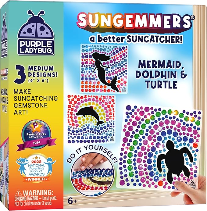 SUNGEMMERS Gem Window Art Suncatcher Kit for Kids 6-8 9 10 11 12 - Birthday Gifts for 7 Year Old Girl, Fun Diamond Art Easter Mermaid Gifts for Girls - Arts & Crafts for Kids, Toys for Ages 5-7