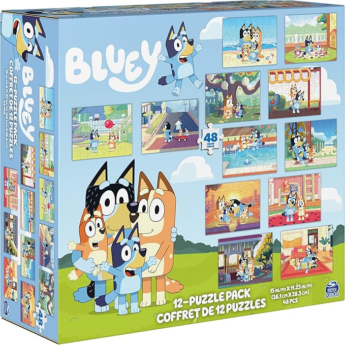 Bluey 12-Pack of Jigsaw Puzzles for Families, Kids, and Preschoolers Ages 4 and Up