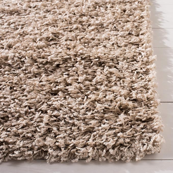 SAFAVIEH Athens Shag Collection Runner Rug - 2'3" x 8', Beige, Non-Shedding & Easy Care, 1.5-inch Thick Ideal for High Traffic Areas in Living Room, Bedroom (SGAS119G)