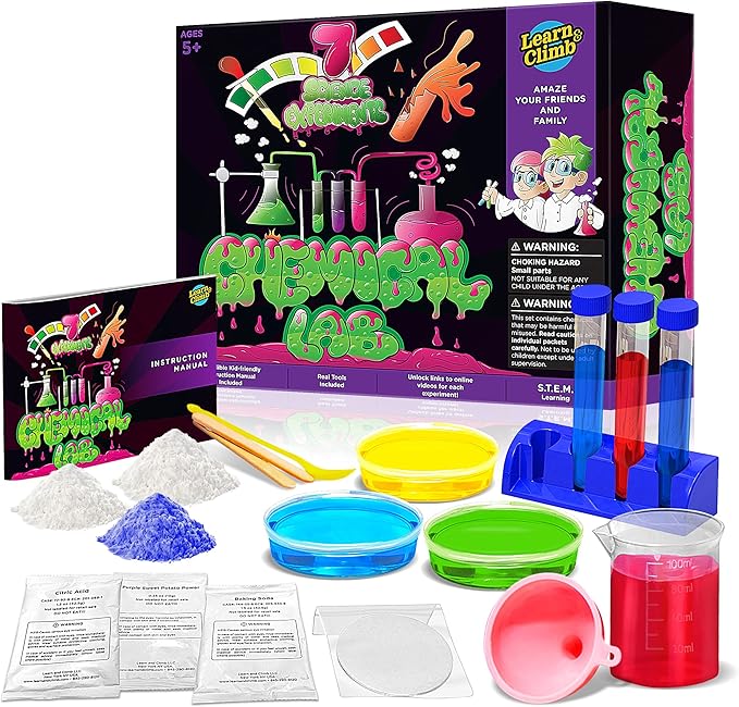 Science Kits for Kids Age 5 Plus. 8 Chemistry Experiments, Step-by-Step Manual. Gift for Girls & Boys 5,6,7,8