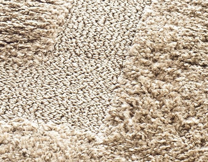 SAFAVIEH Florida Shag Collection Area Rug - 8'6" x 12', Beige & Beige, Border Design, Non-Shedding & Easy Care, 1.2-inch Thick Ideal for High Traffic Areas in Living Room, Bedroom (SG454-1313)