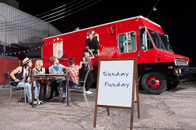 Flipside Products Marquee Easel, Stained Hardwood, White Dry Erase/Black Dry Erase, Menus, Announcements, Restaurants, Coffee Shops, Sale