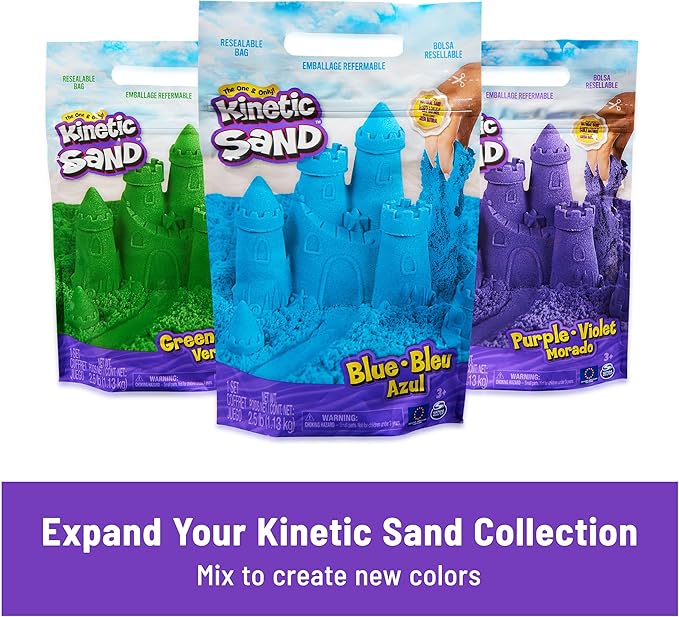 Kinetic Sand, Ultimate Sandisfying Set with 2lbs Play Sand (Pink, Yellow & Teal), 10 Tools & Molds, Sensory Toys for Kids Ages 7 and up