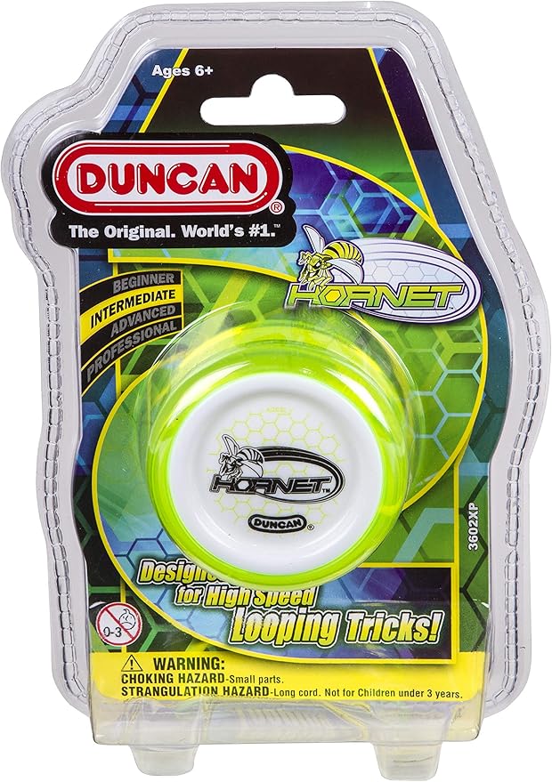Duncan Toys Hornet Pro Looping Yo-Yo with String, Ball Bearing Axle and Plastic Body, Green with White Cap