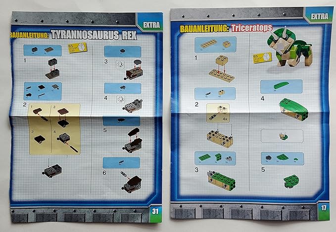 LEGO Jurassic World Mini Sets: T-Rex and Triceratops Tyrannosaurus (65 pcs each) Combo Pack