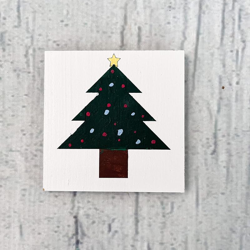 Unfinished Barn Quilt Square Wooden Sign Painting Craft Kits, Country Decor Canvas Quilts Blocks to Paint (21 inches, Christmas Tree) AVTRBoutique