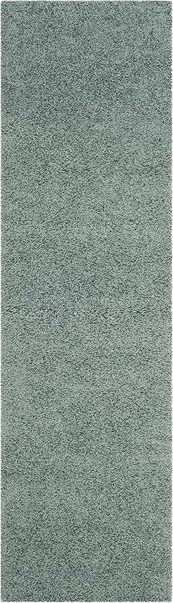 SAFAVIEH Athens Shag Collection Runner Rug - 2'3" x 8', Seafoam, Non-Shedding & Easy Care, 1.5-inch Thick Ideal for High Traffic Areas in Living Room, Bedroom (SGAS119D)