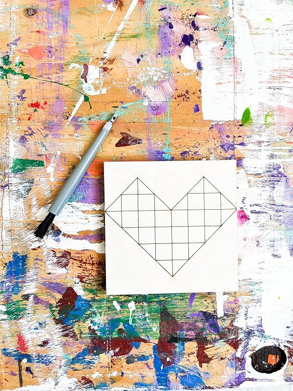 Unfinished Barn Quilt Square Wooden Sign, Country Decor Canvas Quilts Blocks (6 inches, Heart)