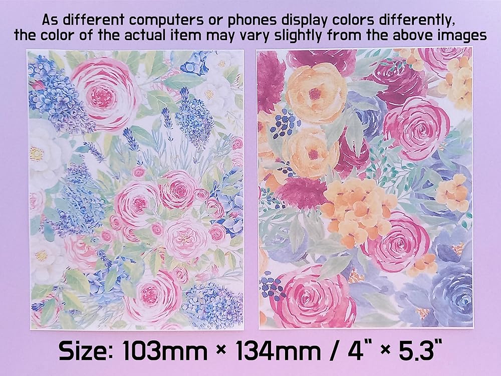 Jinnyous Jewellery Watercolor Flower Polymer Clay Image Transfer Sheet Paper Set of 4 (4 sheets (1 of each))