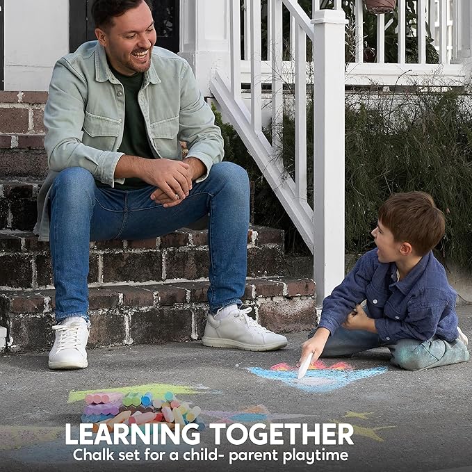 JOYIN 144 PCS Cone Shaped Washable Sidewalk Chalks, Non-Toxic Jumbo Colored Chalk for Toddlers 1-3, Painting for Outdoor Art, School Supplies, Classroom Must Haves