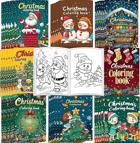 48 Pack Christmas Coloring Books for Kids Girls Boys, Bulk Coloring Books Xmas Holiday Party Favors Gifts, Xmas Stockings Goodie Bags Stuffer Filler Fun Holiday Party Supplies - B