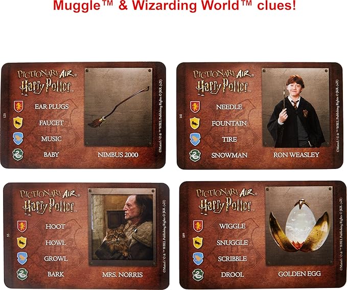 Mattel Games Pictionary Air Harry Potter Family Game for Kids & Adults with Light Wand & Themed Picture Clue Cards