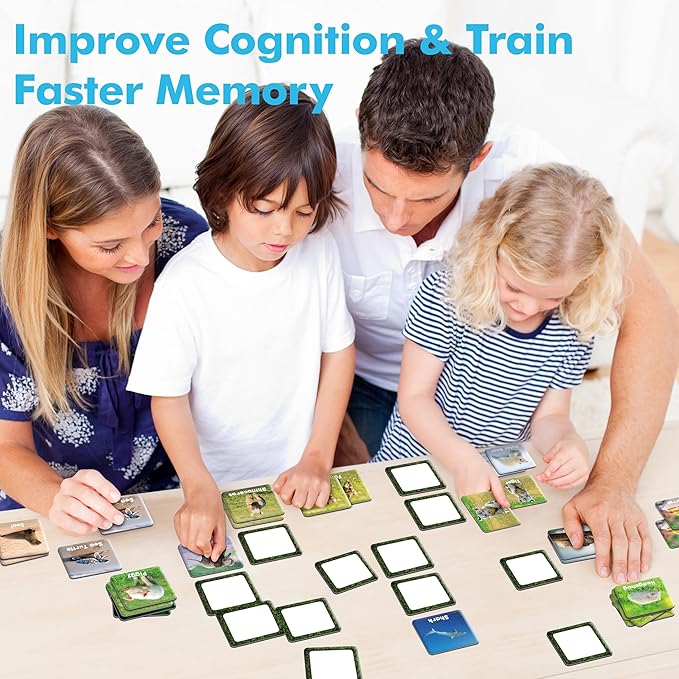 Hebayy 72 PCS Memory Matching Game, Animal Baby Matching Cards for Toddlers 36 Pairs Memory Cards for Preschool 4 5 6 Years Old