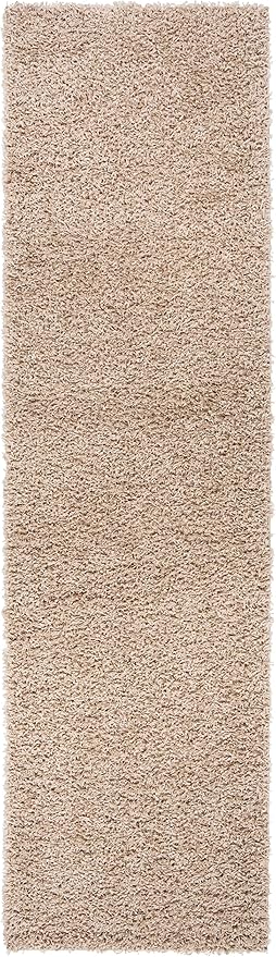 SAFAVIEH Athens Shag Collection Runner Rug - 2'3" x 8', Beige, Non-Shedding & Easy Care, 1.5-inch Thick Ideal for High Traffic Areas in Living Room, Bedroom (SGAS119G)