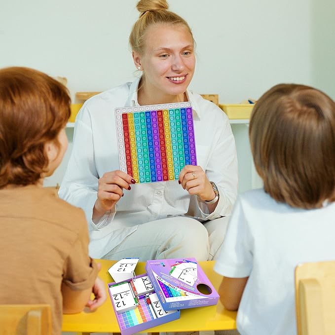 Math Games for Kids - Math Pop It with Flash Cards for Kids Ages 4-8 - Fun Math Practice with Addition, Subtraction, Multiplication & Division - Ideal for Math Learning and Skill Building.