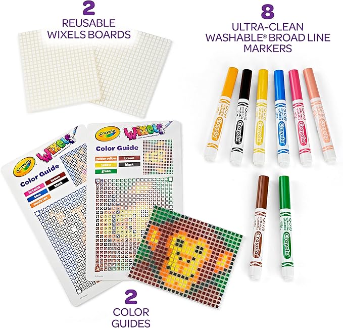 Crayola Wixels Animals Activity Kit, Pixel Art Coloring Set, Gift for Kids, Ages 6, 7, 8, 9