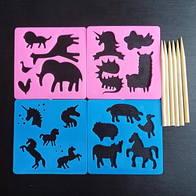 Rainbow Scratch Mini Art Notes 300 Sheets Scratch Off Paper Cards with 6 Wooden Stylus for Kids Arts Craft Kits for Girls Boys Games Party Favors Birthday Halloween (SP300)