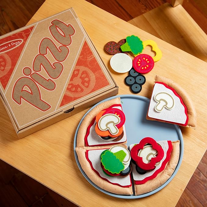 Melissa & Doug Felt Food Mix 'n Match Pizza Play Food Set (42 pcs) - Felt Pizza Play Set For Kids Kitchen, Pretend Play Pizza, Felt Pizza Toy For Toddlers And Kids Ages 2+