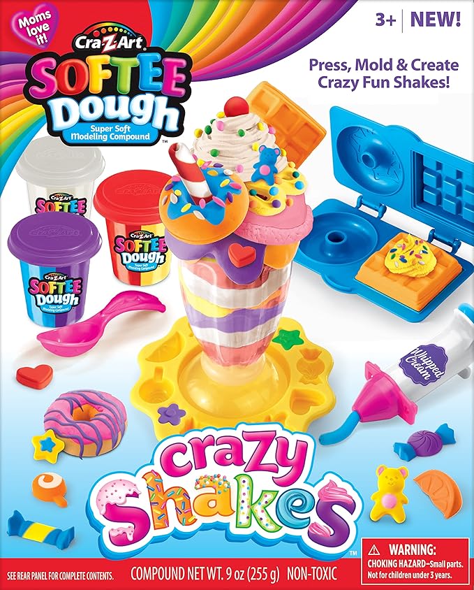 Cra-Z-Art Softee Dough Crazy Shakes Milkshake Playset, Modeling Dough Play Toy for Kids Ages 3 Years and Up