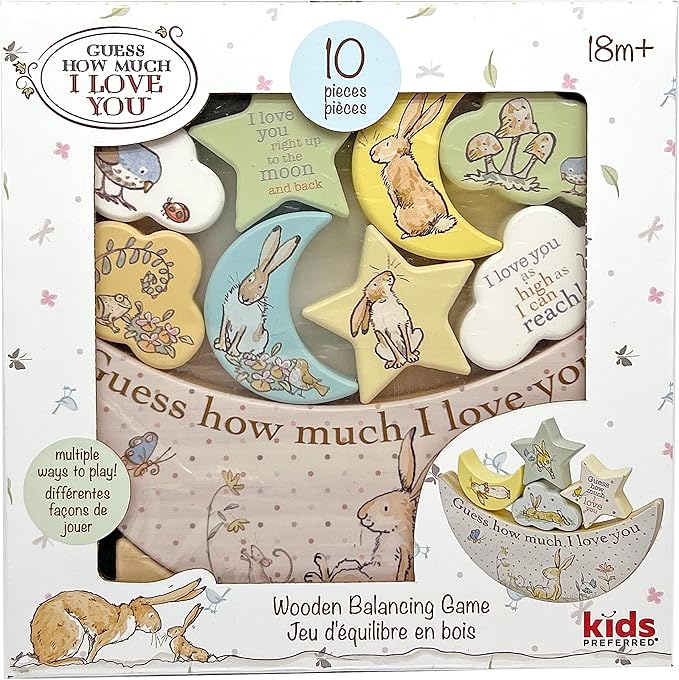 KIDS PREFERRED Guess How Much I Love You Wooden Balancing Stacker Toy and Decoration Educational Preschool Learning Wooden Blocks for Babies, Toddlers, and Kids