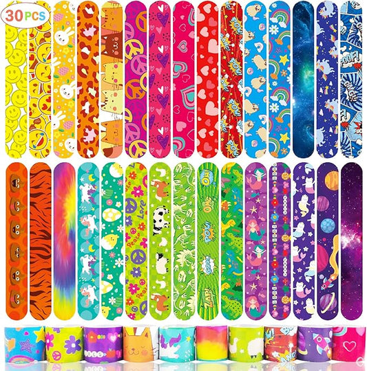 Viicoor Slap Bracelets 30PCS Snap Bracelet Wrisrtband for Party Favors Basket Bag Filler School Prizes Gifts Party Favors Bulk
