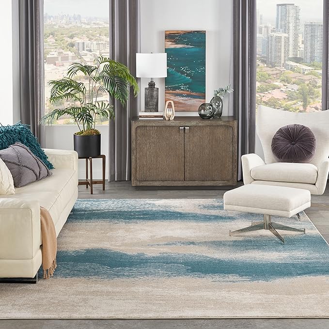 Nourison Maxell Nourison Flint 5'3" x Round Area -Rug, Easy -Cleaning, Non Shedding, Bed Room, Living Room, Dining Room, Kitchen (5 Round)