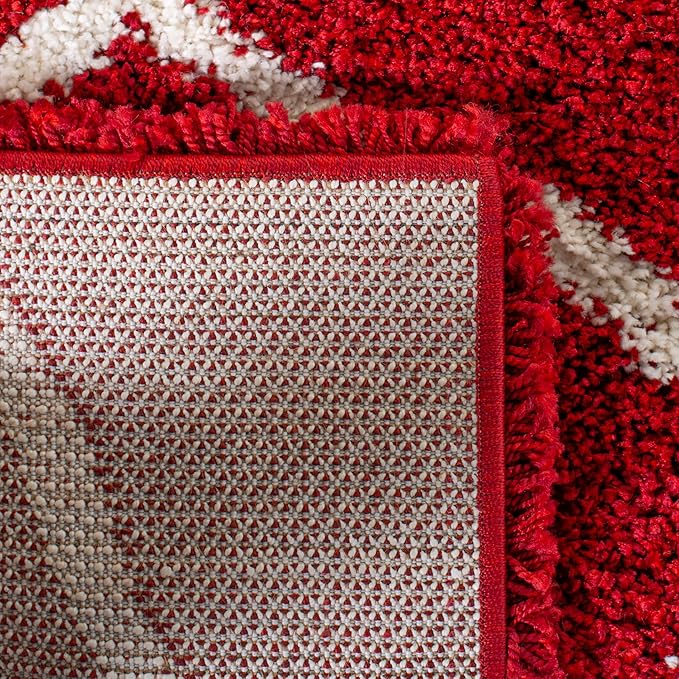 SAFAVIEH Hudson Shag Collection Accent Rug - 3' x 5', Red & Ivory, Trellis Design, Non-Shedding & Easy Care, 2-inch Thick Ideal for High Traffic Areas in Entryway, Living Room, Bedroom (SGH280R)