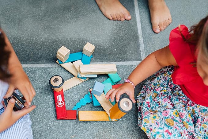 6 Piece Tegu Travel Pal Magnetic Wooden Block Set, Kitty