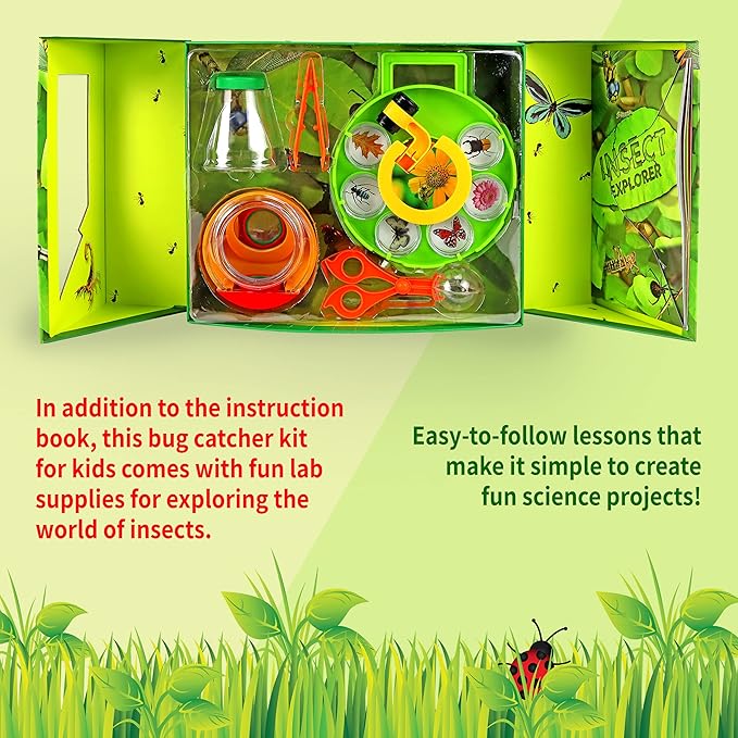 SpiceBox Bug Catcher Collection Kit for Kids STEM Learning Toys Educational Activities Science Nature Exploration, 4 Insect Experiment Projects