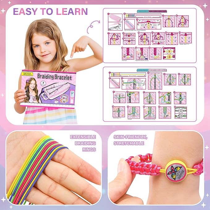 Dpai Friendship Bracelet Making Kit for Girls,DIY Arts and Crafts Toys,Jewelry String Maker Kit,The Best Birthday Gifts Ideas for Girls 6 7 8 9 10 11 12+ Years Old(Purple)