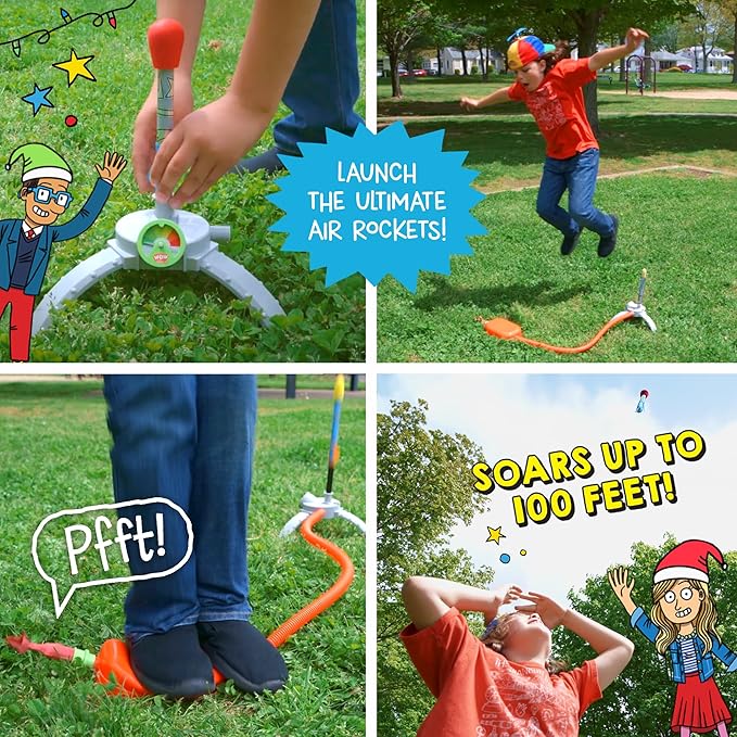 Thames & Kosmos Wow in The World Ultimate HIGH-Flying AIR Rocket Launch Up to 100ft, Fun Sound Effects, Kids Outdoor Toy, Companion Audio Content, Bonus Reusable Science Tool, STEM Toy Kids 4