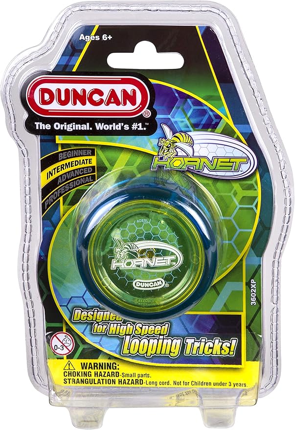Duncan Toys Hornet Pro Looping Yo-Yo with String, Ball Bearing Axle and Plastic Body, Blue with Yellow Cap