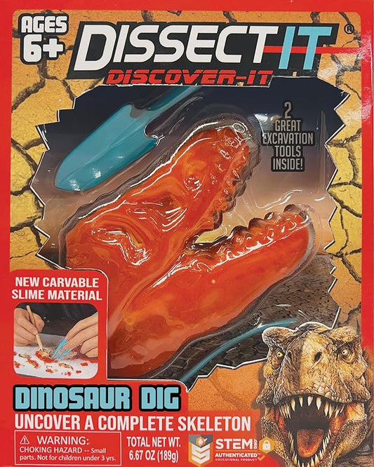 Top Secret Toys Dissect-It Discover-It Dinosaur Dig Kit, Dissecting Gel Kids Science Kit Project to Learn Anatomy, STEM Toys for Boys & Girls Ages 6+