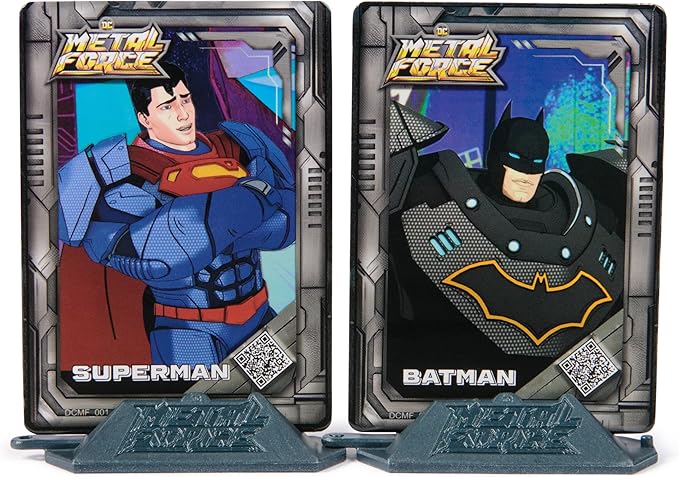 DC Comics, Metal Force Transforming Batwing, 2-in-1 Playset, Includes Batman and Superman Figures, with Projectiles and Character Cards, Kids Toy for Boys and Girls Ages 4+