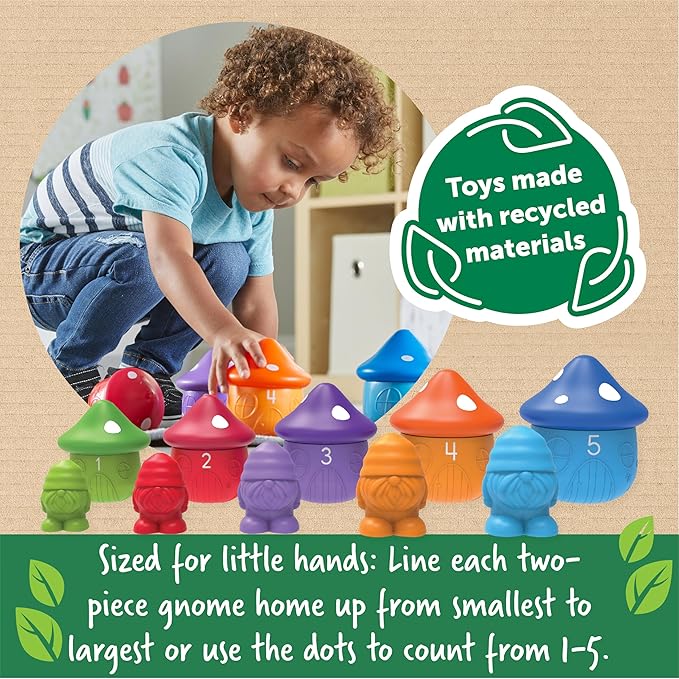 Learning Resources Peekaboo Gnome Homes , Preschool Learning Activities, Toddler Learning Toys, Montessori Toys, Sustainable Toys, Easter Toys, Ages 18 Month+,15 Pieces